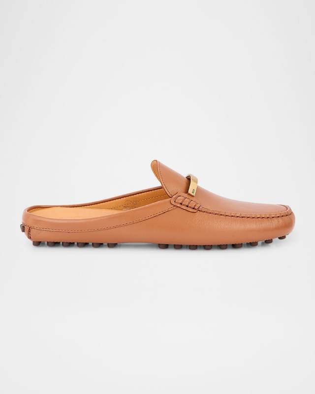Gommino Leather Bar Driver Loafer Mules